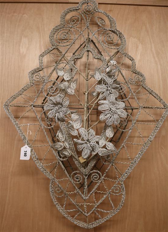 A 19th century French floral beadwork panel, H.68cm